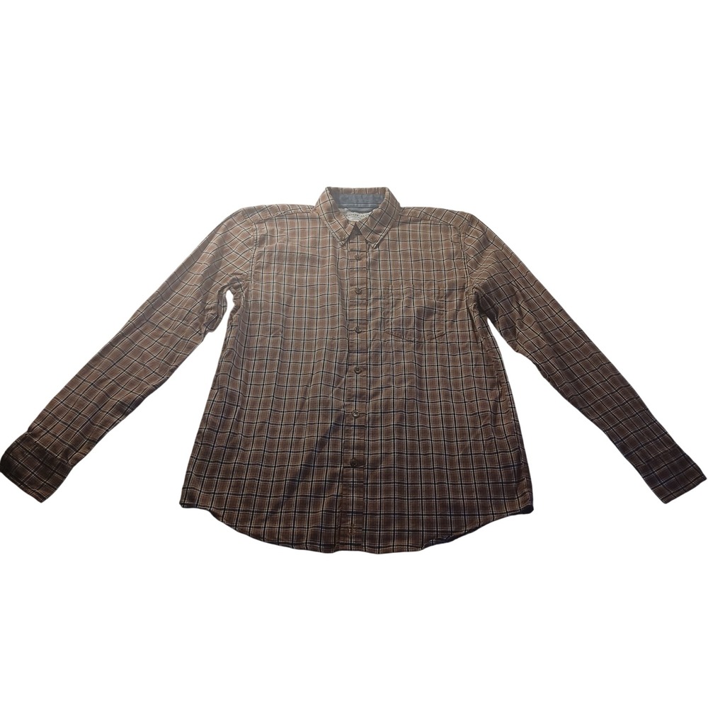 Cody James Plaid Western Pearl Snap Shirt Brown‎ Cotton Ranch Rodeo Cowboy L